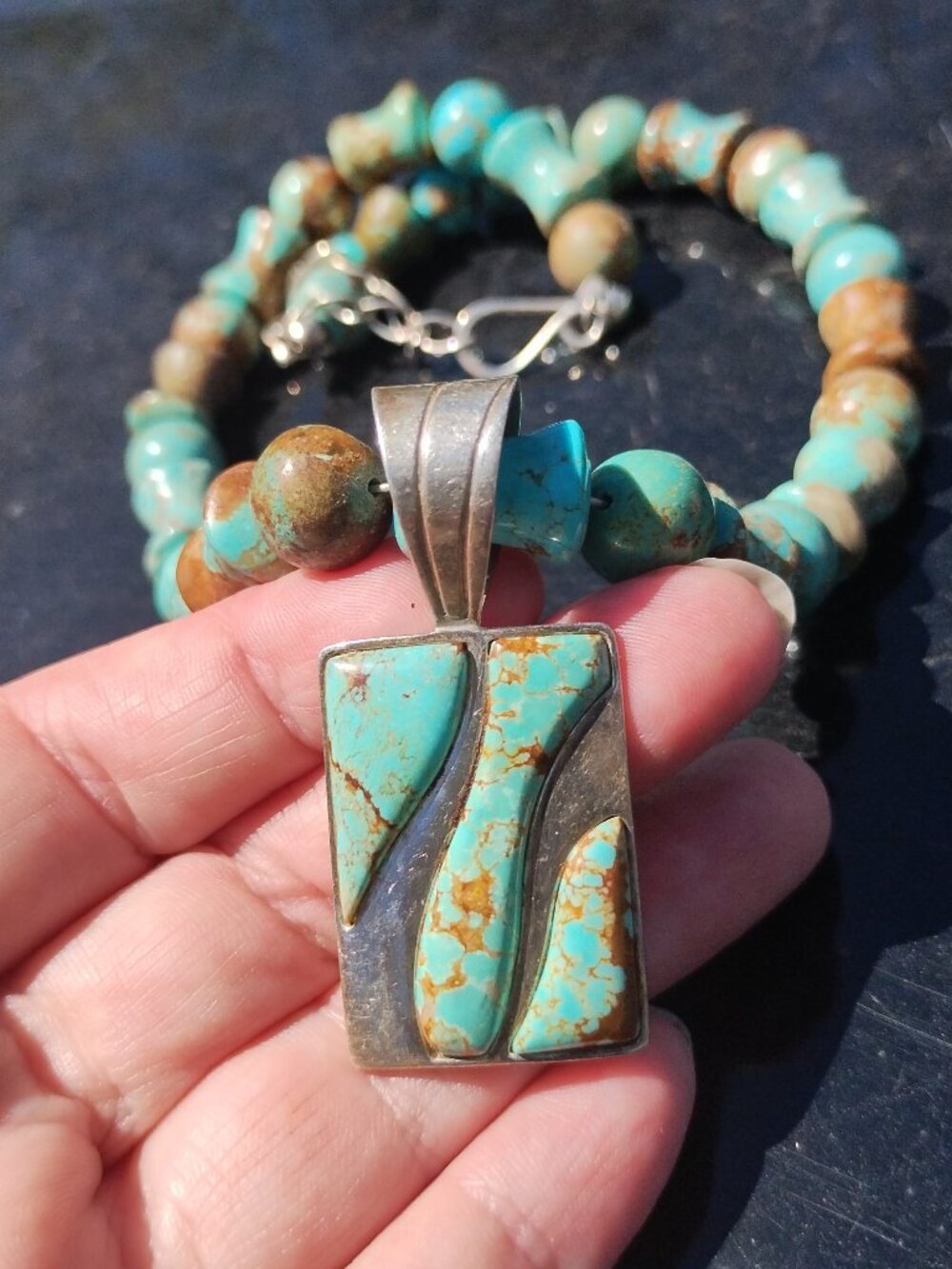 Jay King DTR Turquoise necklace and pendant set 925 Sterling Silver - Picture 6 of 7